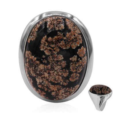 Zilveren ring met een Vuurwerk Obsidiaan