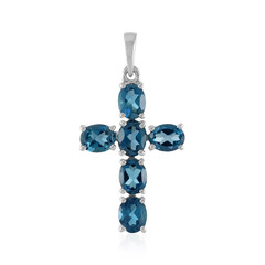 Zilveren hanger met Londen-blauwe topaasstenen