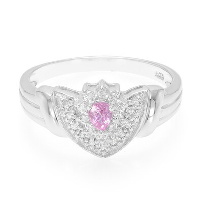 Zilveren ring met een Ceylon roze saffier