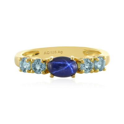 Zilveren ring met een blauwe ster saffier