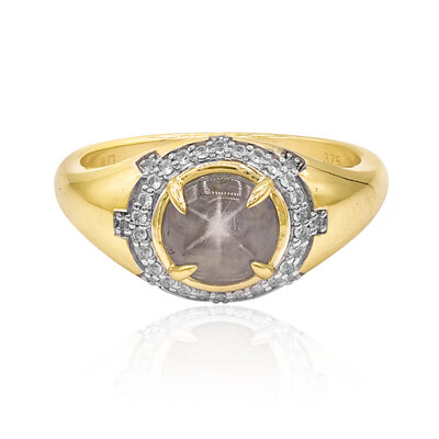 Gouden ring met een Zilveren Blauwe Ster Saffier