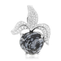Zilveren hanger met een sneeuwvlokken obsidiaan