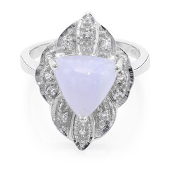 Zilveren ring met een blauwe kant agaat