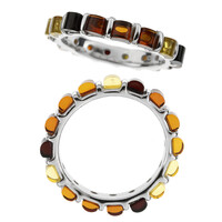 Zilveren ring met Baltische barnsteen
