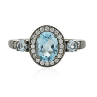 Zilveren ring met een hemel-blauwe topaas