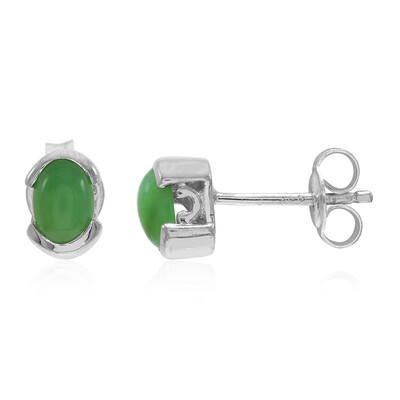 Zilveren oorbellen met keizerlijke chrysopraasstenen
