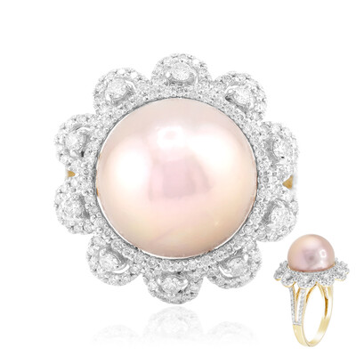 Gouden ring met een koninklijke roze Ming parel (TPC)