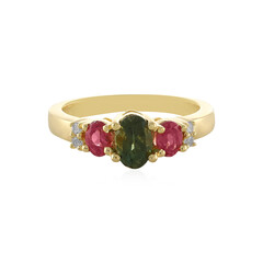 Zilveren ring met een groene toermalijn