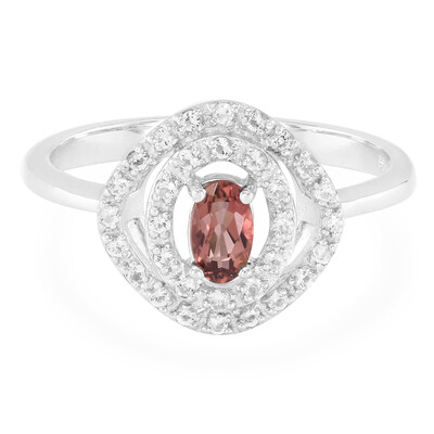 Zilveren ring met een roze toermalijn
