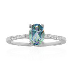 Zilveren ring met een Blauwgroene Mystieke Topaas