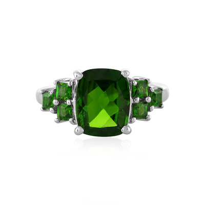 Zilveren ring met een Russische diopsied
