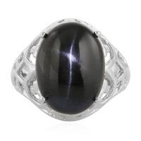 Zilveren ring met een Indische Ster Diopsied