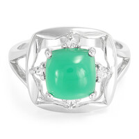 Zilveren ring met een groene chalcedoon