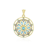 Gouden hanger met een hemel-blauwe topaas (Adela Gold)