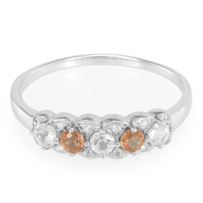 Zilveren ring met oranje saffieren