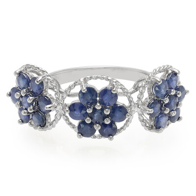 Zilveren ring met Kanchanaburi saffieren