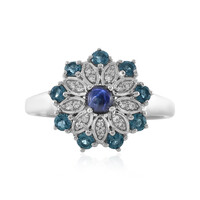 Zilveren ring met een blauwe ster saffier