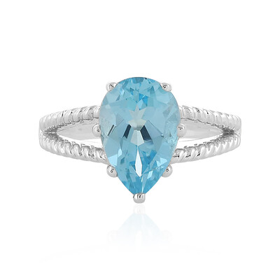 Zilveren ring met een hemel-blauwe topaas