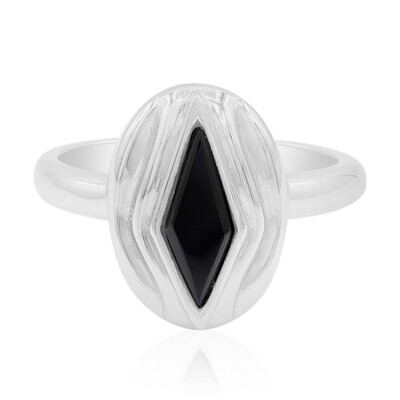 Zilveren ring met een zwarte spinel (MONOSONO COLLECTION)