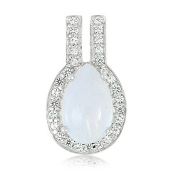Zilveren hanger met een blauwe kant agaat