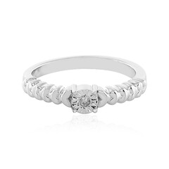 Zilveren ring met een PK (J) Diamant