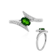Zilveren ring met een Russische diopsied