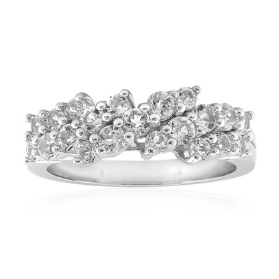 Zilveren ring met witte topaasstenen