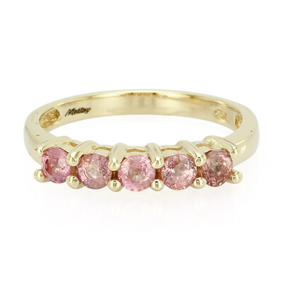 Gouden ring met Onverhitte Padparadscha Saffieren