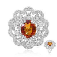 Zilveren ring met een avondrode mystieke-kwarts