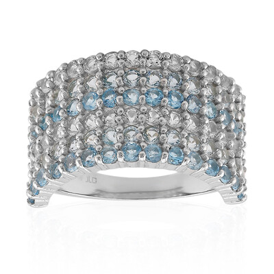 Zilveren ring met witte topaasstenen
