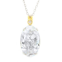 Zilveren halsketting met een witte kwarts (Gems en Vogue)