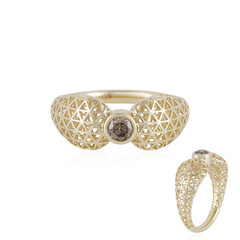 Gouden ring met een I1 Champagne diamant  (Ornaments by de Melo)