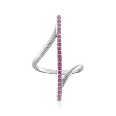 Zilveren ring met roze saffieren
