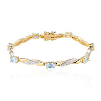 Messingen armband met hemel-blauwe topaasstenen (Juwelo Style)
