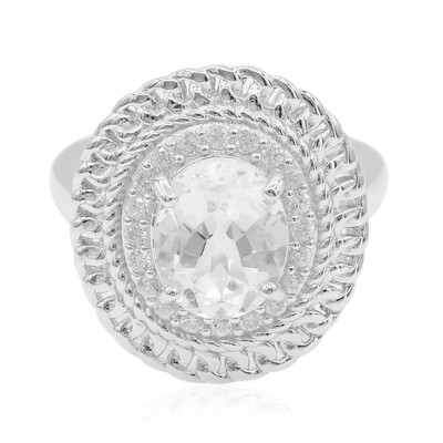 Zilveren ring met een witte topaas