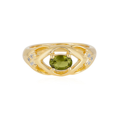 Zilveren ring met een moldaviet