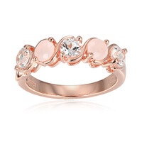Zilveren ring met rozen kwartskristallen