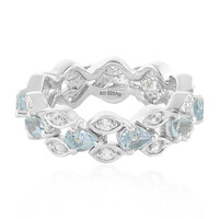 Zilveren ring met hemel-blauwe topaasstenen