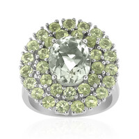 Zilveren ring met een groene amethist