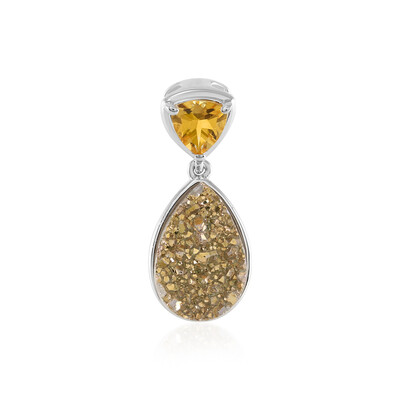 Zilveren hanger met een Gouden Glitter Agaat