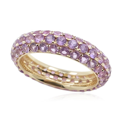 Gouden ring met Onverhitte Purper Saffieren