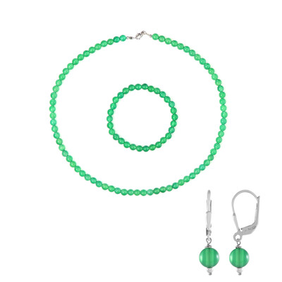 Zilveren set met Groene onyxen