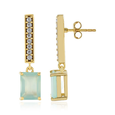 Zilveren oorbellen met Aqua Chalcedonen