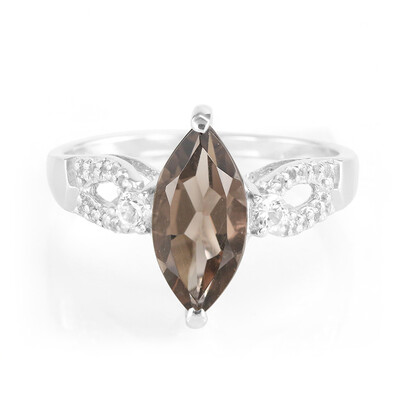Zilveren ring met een rookkwarts