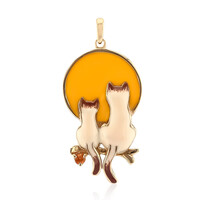 Zilveren hanger met een oranje saffier