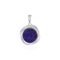 Zilveren hanger met een Blauwe Glitter Agaat