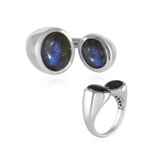 Zilveren ring met een Blauwe Minary Labradoriet (KM by Juwelo)