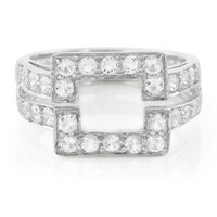 Zilveren ring met witte topaasstenen
