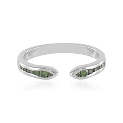 Zilveren ring met I3 Groene Diamanten