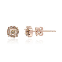 Gouden oorbellen met SI1 Argyle Rose De France Diamanten